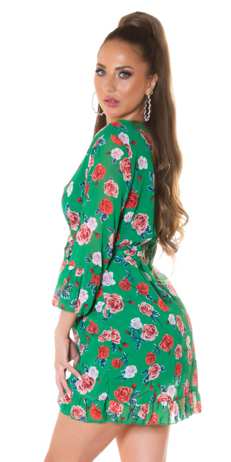 wrap dress with floral print Green
